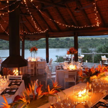 Pumba Private Game Reserve Weddings Water Lodge Reception Layout With Blazing Fire