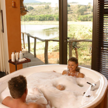 Pumba Private Game Reserve Weddings Wedding Couple Having a Relaxing Bath